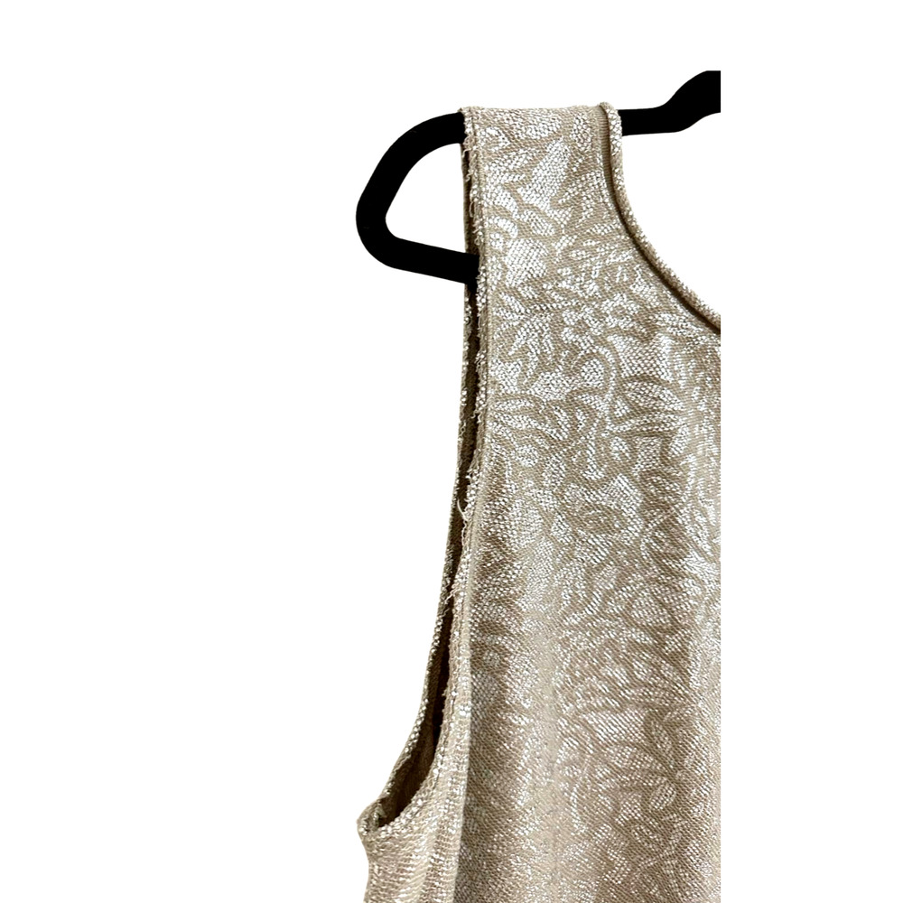 Free People Metallic Floral Cotton Cropped Tank Top Metal Back Buttons Large - Picture 3 of 11
